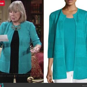 MISOOK Teal Blue Textured Knit Open Front Cardigan Sweater  Women's Medium